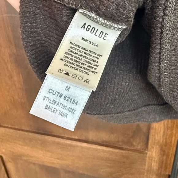 AGOLDE BROWN RACERBACK RIBBED TANK TOP SIZE MEDIUM - Picture 4 of 11